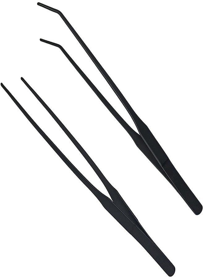 ZIBUYU® 2 Pcs Stainless Steel Pointed and Curved Tweezers Set & Accessories for Aquarium PlantedAquascaping Tools for Fish Tank 27cm/10.6 inches - Image 1